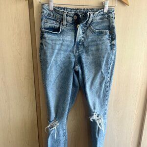 Old Navy OG Straight High Rise Jeans Women’s‎ Size 0 Distressed Blue Jeans Denim